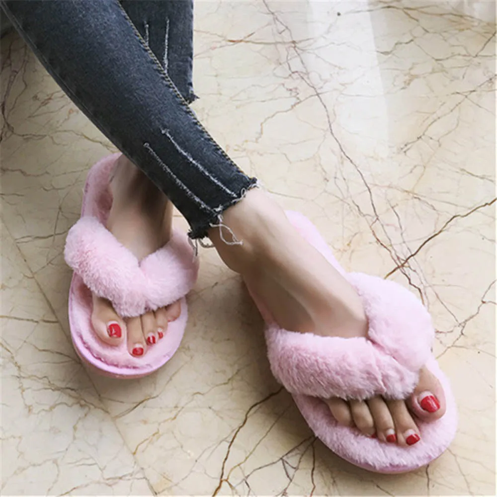 Женские меховые шлепанцы MAIOUMY розовые теплые домашние тапочки из искусственного