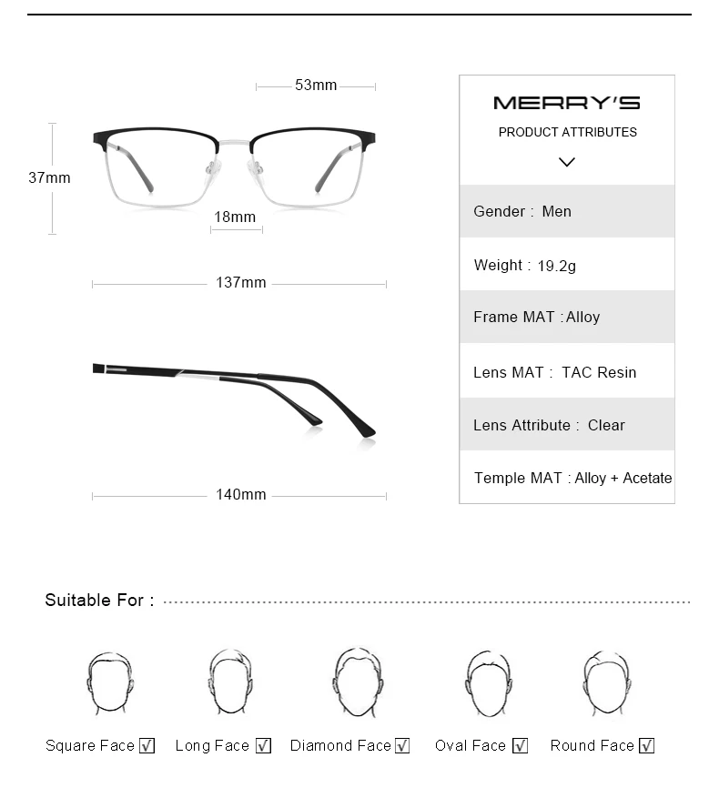 MERRYS дизайн сплав оптические очки оправа для мужчин Сверхлегкий квадратный близорукость по рецепту очки мужские очки S2119
