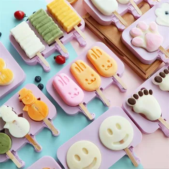 

Silicone Popsicle Molds Pineapple Strawberry Classic Square Ice Lolly Moulds with 50 Wooden Sticks Homemade DIY Ice Cream Mould