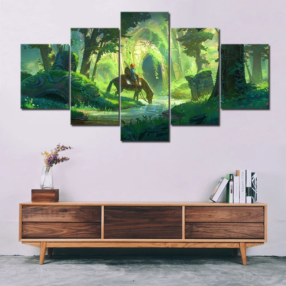 

5 pieces of Zelda video game abstract poster Nintendo game map link wall stickers home decoration wall art picture mural