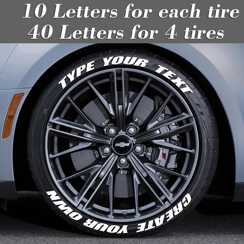 Пользовательские буквы 1 дюймов Высота автомобиля наклейки на колеса резиновые наклейки шины надписи авто мотоцикл автомобильные наклейки Универсальный 3D логотип