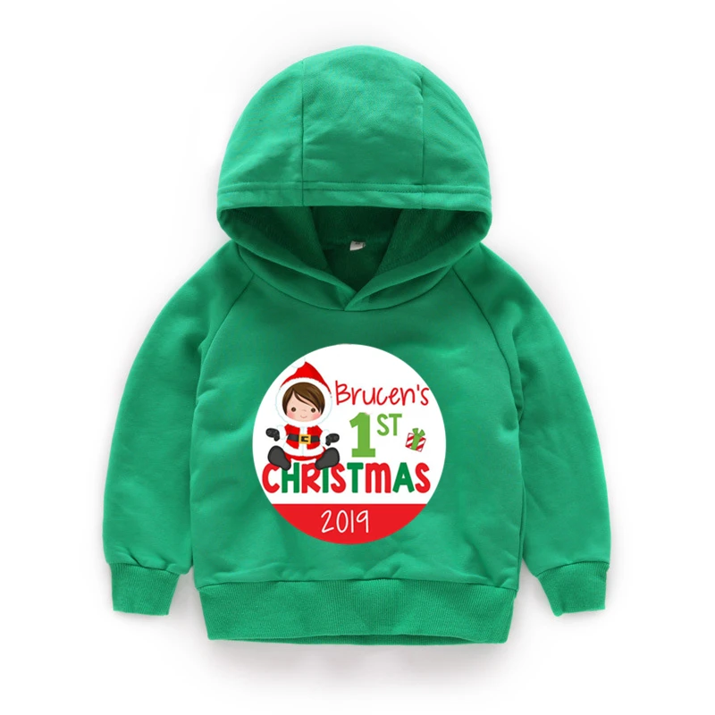 Personalized Baby's 1-4 Christma Hoodie Sweatshirt Winter Coat Toddler Baby Kids Cartoon Costume Name for Girls Clothes,dKMT341