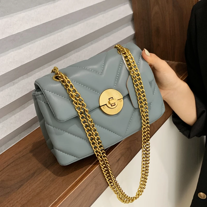

Elegant Femael Square Crossbody Bag 2019 Fashion New Quality Leather Women's Designer Handbag Lock Chain Shoulder Messenger Bag