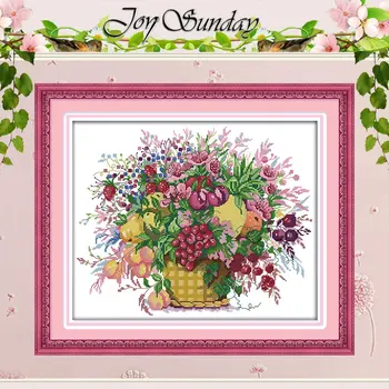 

Cherry fruit basket Patterns Counted Cross Stitch 11CT 14CT Cross Stitch Set Wholesale Cross-stitch Kit Embroidery Needlework