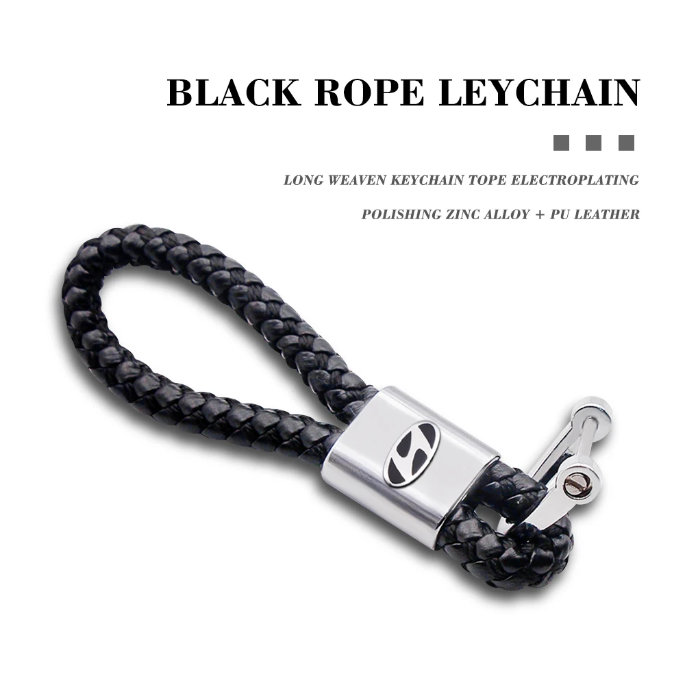 

Leather Car KeyChain Metal Buckle Braided Car Keychain Christmas Gifts For Hyundai Santa Fe Atos Galloper XG Coupe FX2.0 I30