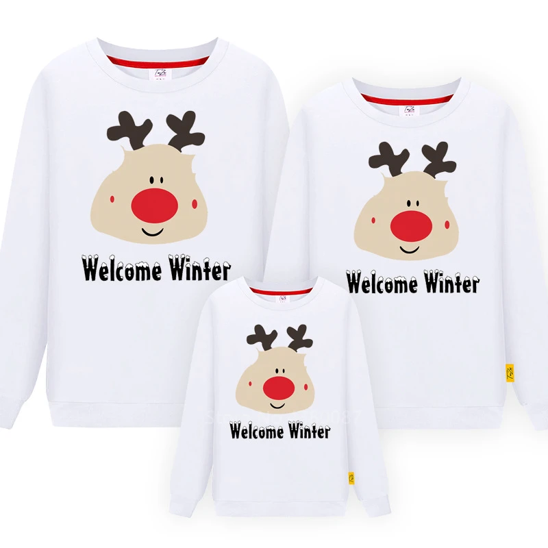 Новогодняя одежда для всей семьи; Рождественский свитер для мамы и дочки; свитер для маленьких девочек; Цвет Красный; хлопковые рождественские вечерние одинаковые комплекты для дома - Цвет: White