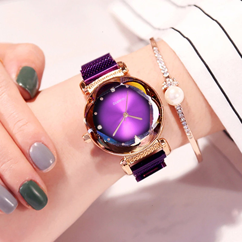 Лидер продаж женские часы с магнитной пряжкой градиентного цвета роскошные женские модные наручные часы для подарка