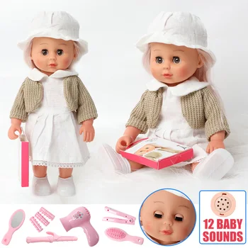 

30cm Simulation sound bebe reborn Doll clothes 12 inch full body Silicone long hair fashion Realistic Baby Dolls for Toys kids