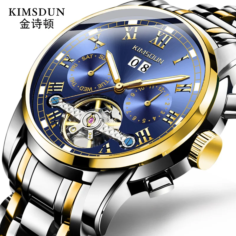 

mens wristwatches Automatic mechanical Tourbillon Multifunction man watches stainless steel waterproof business male clocks