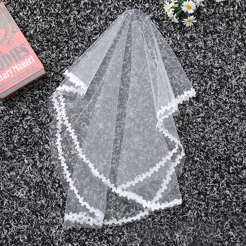 Bridal Veil Wedding accessories white veil single layer fashion lace veil girl dress accessories children cheap veils bridal veils