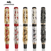 Jinhao – stylo à bille Vintage Dragon et phénix, sculpture en métal, gaufrage, lourd, garniture dorée, papeterie professionnelle de bureau