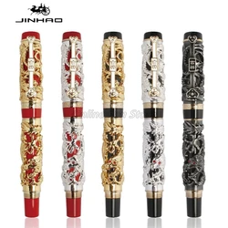 Jinhao – stylo à bille Vintage Dragon et phénix, sculpture en métal, gaufrage, lourd, garniture dorée, papeterie professionnelle de bureau 