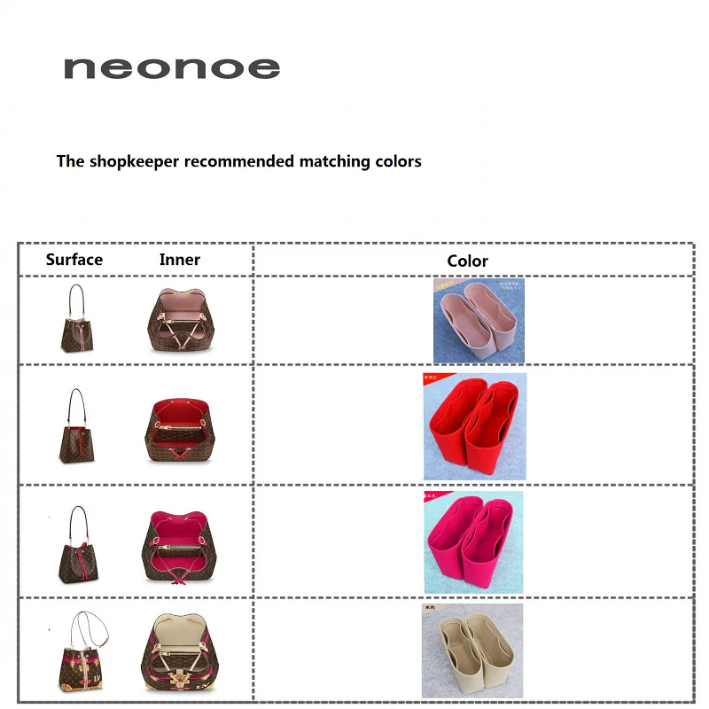 For Neo noe Insert Bags Organizer Makeup Handbag Organize Travel Inner Purse Portable Cosmetic base shaper for neonoe
