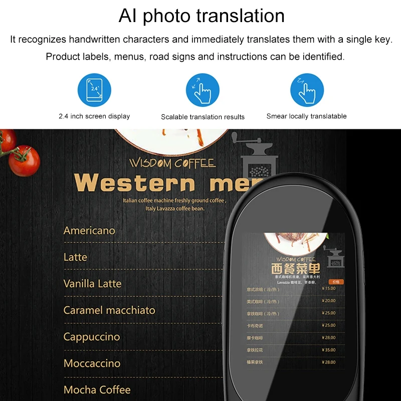 Smart Language Translator Device Electronic Recorder Simultaneous Translation 52 Languages for Travel Business Learning Meeting