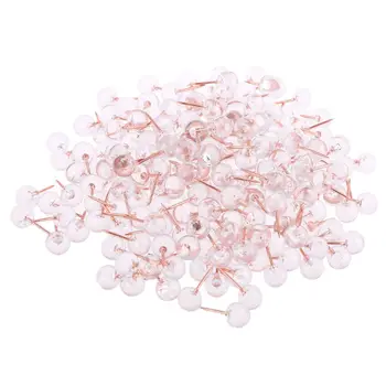 

200 Pack Push Pins Rose Gold Map Tacks Large Size Pins Rose Gold Steel Point and Transparent Plastic Round Head