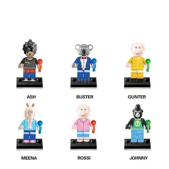 

6pcs/set Movie Sing Roles Building Blocks Suit ASH BUSTER GUNTER Meena ROSSI JOHNNY Action Figure Toys Educational Toys