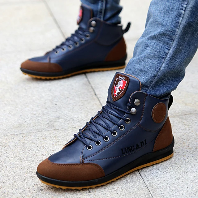 US $6.96 Men Boots Fashion Ankle Boots Winter Shoes Men Hightop Shoes Winter Boots Men Sneakers Male Shoes 