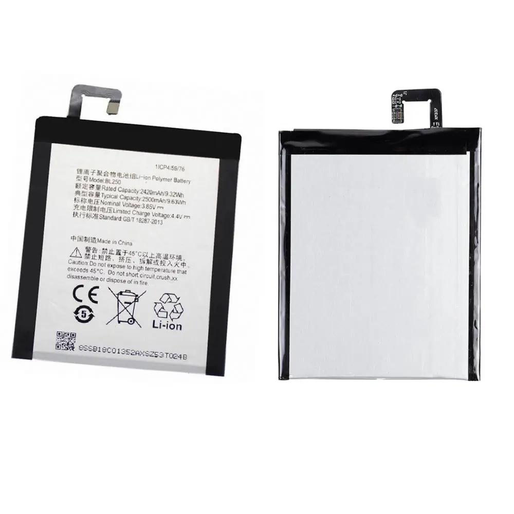 

High quality Replacement Battery 2500mAh BL250 battery for Lenovo VIBE S1 S1C50 S1A40 A40 Smartphone battery