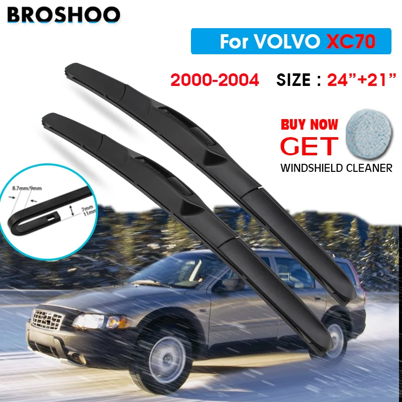 

Car Wiper Blade For Volvo XC70 24"+21" 2000-2004 Auto Windscreen Windshield Wipers Blades Window Wash Fit U Hook Arms