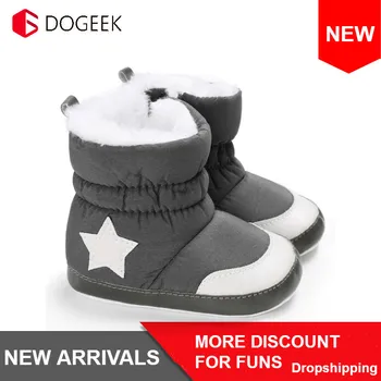 DOGEEK 0-18M hiver bébé fille garçon chaussons infantile enfant en bas âge bottes de neige nouveau-né chaud anti-dérapant doux semelle chaussures mode Anti-sale