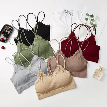 

2020 Women Sexy Tank Crop Bras Top Seamless Bralette Push Up Bra Sports Lingerie Padded Vest Wireless Brassiere Underwear #F