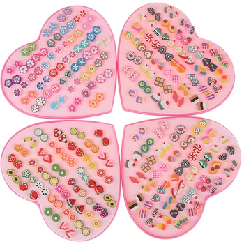 

36 Pairs/Set Polymer Clay Stud Earrings Set Handmade Fruits Cartoon Earrings for Women Girls Children Grooming Kits