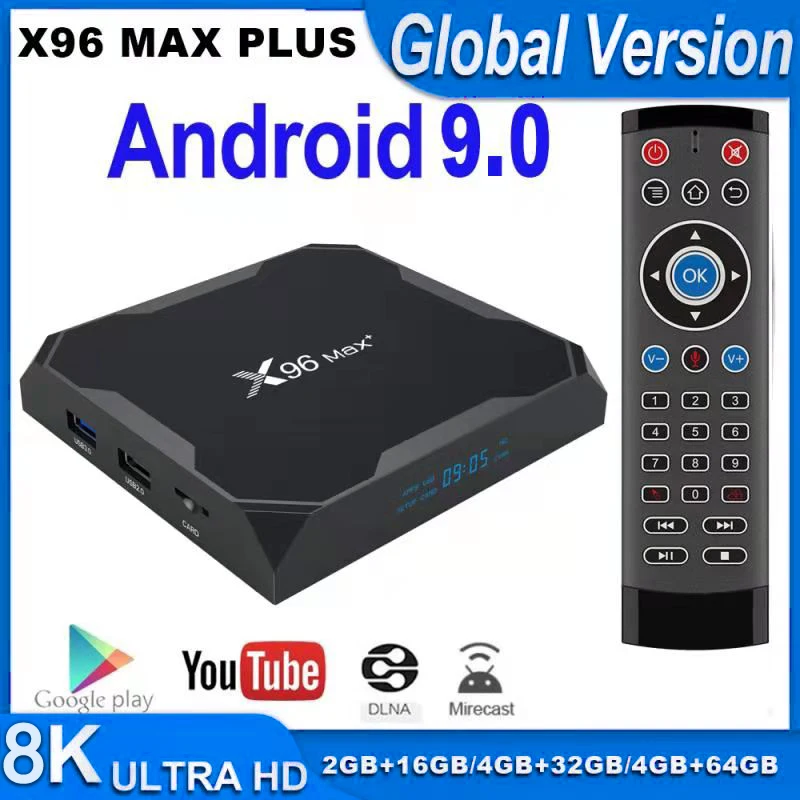 Android tv box ott X96 MAX Plus 4 ГБ 32 64 9 Smart Box Amlogic S905X3 четырехъядерный Dual Wifi BT 8K Youtube IPTV |