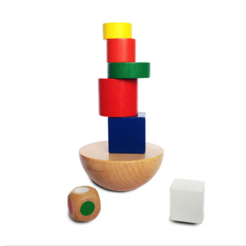 Wooden Geometric Blocks Kids Balancing Training Game Montessori Early Educational Toys For Children Family Game Blocks