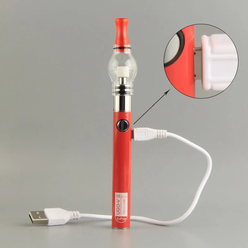 Ugo-V2 II 650 мА · ч Mirco USB прохождение аккумулятора с резьбой 510 электронная сигарета eGo