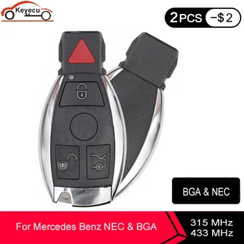

KEYECU AKDZ Replacement 4 Buttons 315MHz/433MHz Smart Remote Key for Mercedes Benz Support NEC and BGA 2000+ Year Auto Car Key