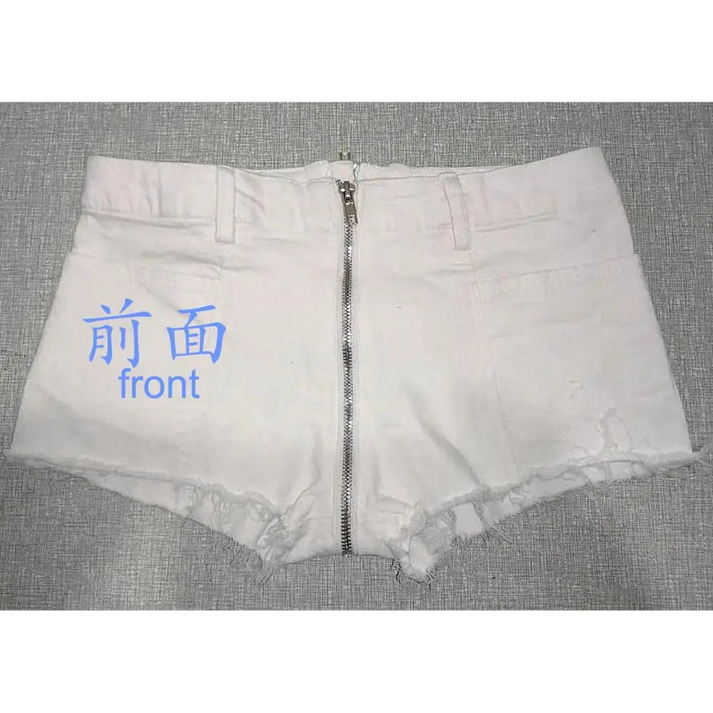 white XS-4XL размера плюс молния промежность короткие джинсы Feminino кисточкой горячие сексуальные джинсовые шорты для женщин Ночная Клубная одежда Микро Мини Бермуды - Цвет: white