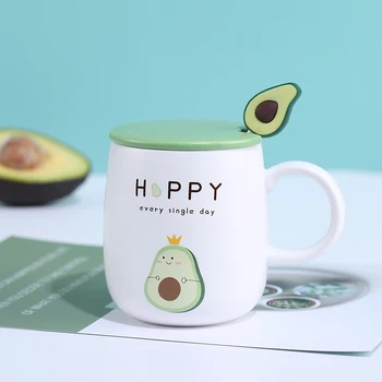 

Cute Ceramic Coffee Mug Creative Breakfast Milk Large Cartoon Funny Cup Handle Tazas De Cafe Coffee Mug Set With Lid EC50BZ