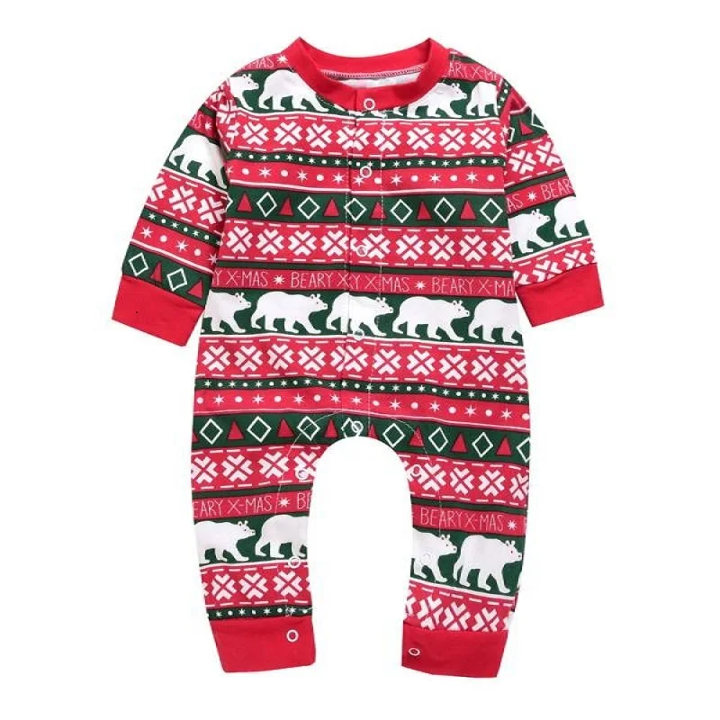 Новая Милая одежда для малышей комбинезон с длинными рукавами и рисунком медведя для мальчиков и девочек, Рождественский комбинезон с надписью детская одежда