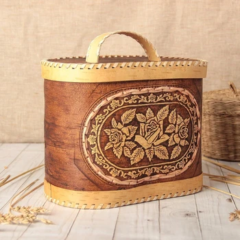 

Bread box "Roses", for 2 rolls, 25 × 16 × 20 cm, birch bark 1181877