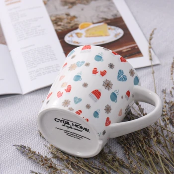 

Creative Christmas Ceramic Cup INS Nordic Style Coffee Mug 480ml Large Capacity Drinking Mugs Office Milk Cereal Cups with Spoon