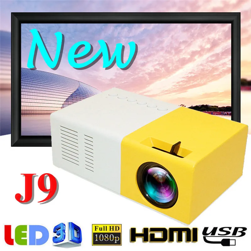 

J9 Pro Mini Projector 1080P HD Projector Ultra Portable Projectors 30 Thousands Hours Life LED Pico Projector Support Cell Phone