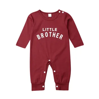 

Infant Baby Boy Long Sleeve Little Brother Letter Print Romper Jumpsuit Autumn Winter Clothes Outfit 3 Color