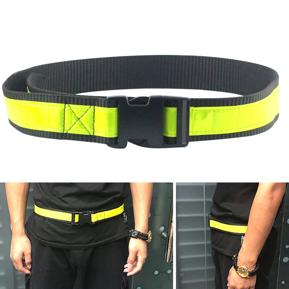 Adjustable Durable Reflective Strip Buckle Hiking Outdoor Soft Luminous Unisex Waist Belt Camping Practical Sports Life Saving