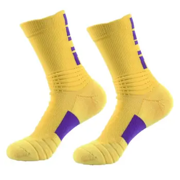 

Mens Thickened Cushion Towel Basketball Athletic Crew Socks Fashion Letters Breathable Non-Slip Shockproof Outdoor Sport Hosiery