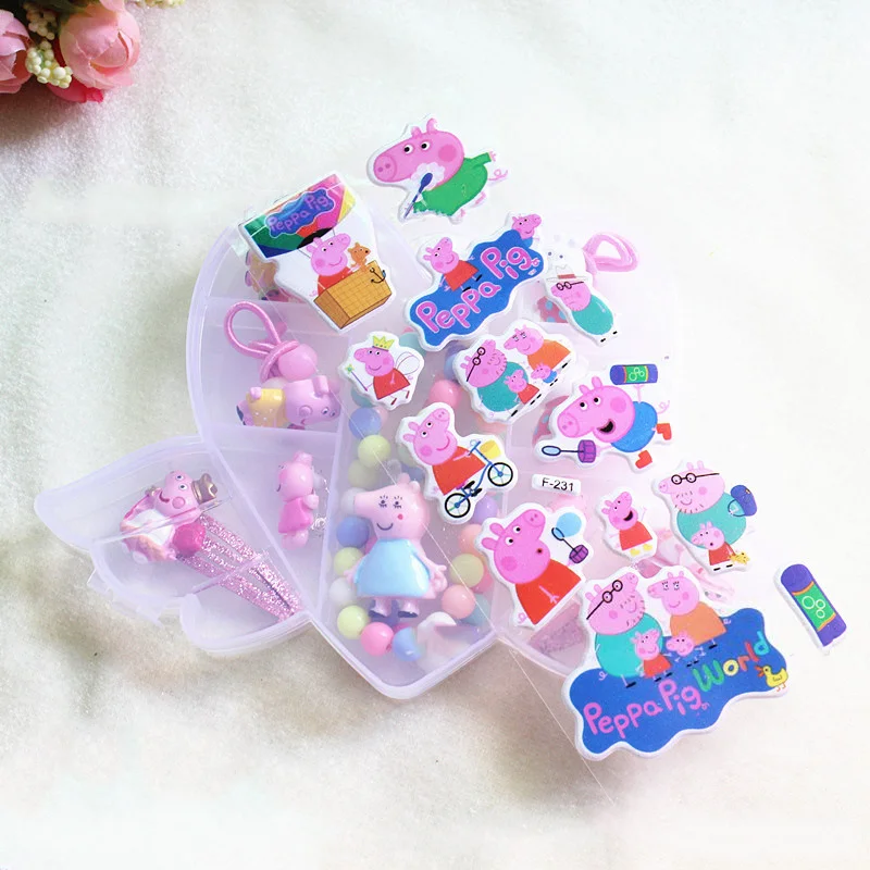 Peppa Pig веревка для волос девочка ожерелье коробка розовая Подарочная на день