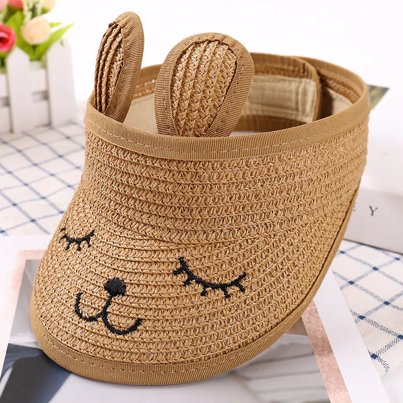 Beach hat women sun hat rabbit hat children hat summer straw folding visor kids cap adjustable kids sun for boys girls outdoor