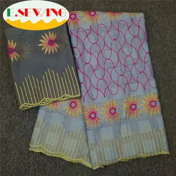 

Latest African Cotton Lace Fabric High Quality Nigerian French Pure Cotton Embroidery Swiss voile Lace Fabrics 5Yards 090139