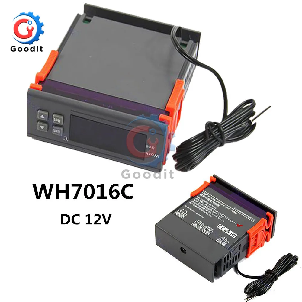 WH7016C DC 12V 24V AC 220V 10A lcd цифровой регулятор температуры, стабилизатор электронный термостат, термометр, управление+ зонд