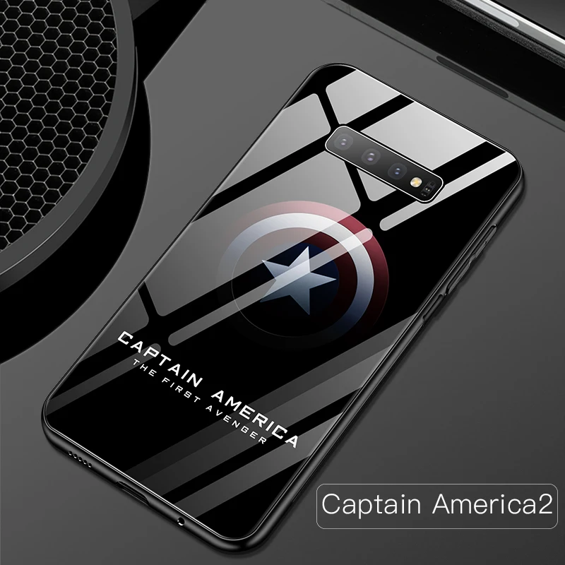 Чехол из стекла Marvel для Galaxy S8 9 Plus Note 8 9 человек-паук Капитан Америка Железный человек чехол для Galaxy S10 Plus Note10 Pro Coque - Цвет: Captain America2