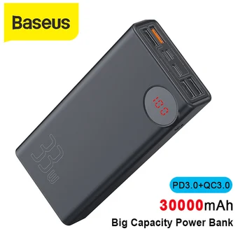 

Baseus 30000mAh Power Bank PD3.0 Quick Charger QC3.0 Fast Chagring Outdoor Travel Portable External Battery Powerbank For Phone、