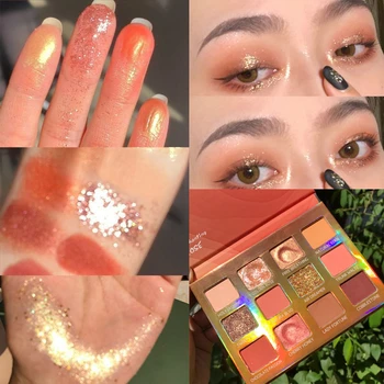 

Eyeshadow Palette Holographic Shiny Matte Glitter Pigment Smoky Eye Shadow Pallete Metallic Diamond Makeup Palette Long Lasting