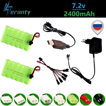 

(SM Plug) 7.2v 2400mah Battery + USB Charger For Rc toys Car Tank Train Robot Boats Guns AA NIMH 7.2v Rechargeable Battery Pack