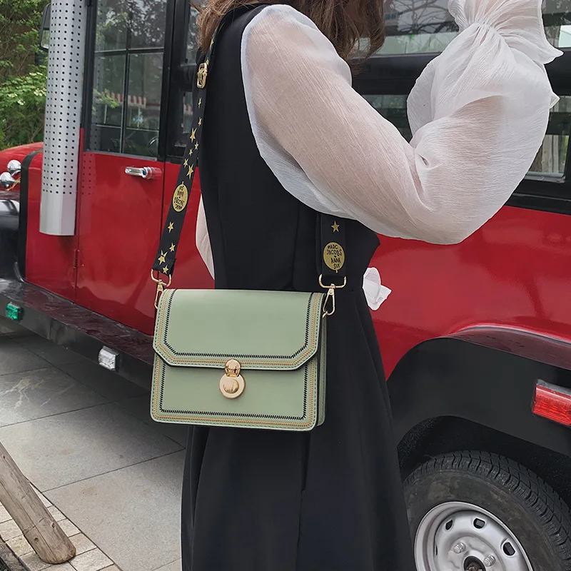

Small Bag Women's 2019 New Style Korean-style Versatile Shoulder Bag Chain Retro Simple One-Shoulder Square Sling Bag Embroidery