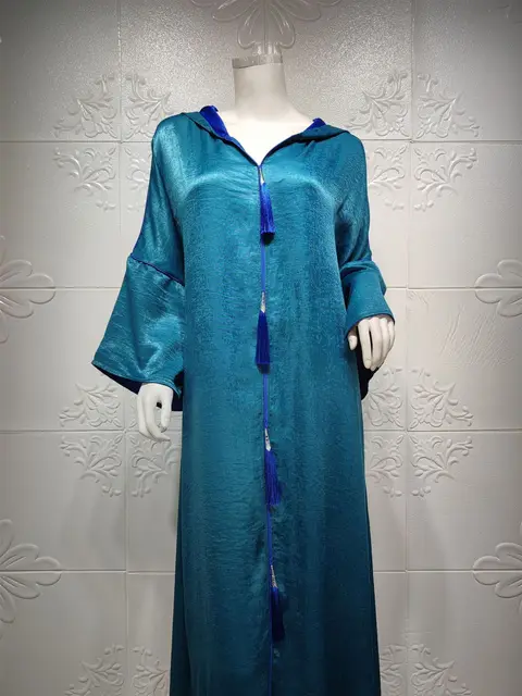 Dubai Arabic Muslim Abaya Dress for Women Fall Moroccan Kaftan Hooded Robe Turkish Islamic Jalabiya 6