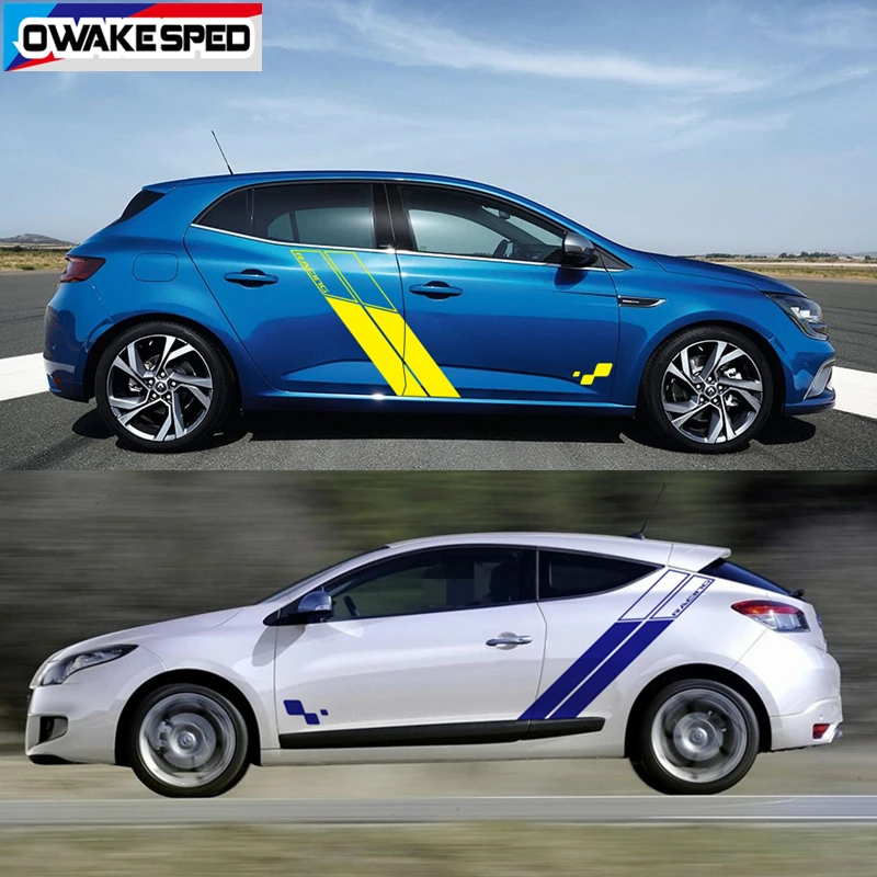 Racing Sport Car Side Stripes Auto Door Body Decor Vinyl Decals Accessories For-Renault Megane RS Trophy 2010-2020 3-5 doors (4)